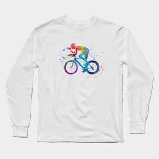 Cyclist in watercolor Long Sleeve T-Shirt